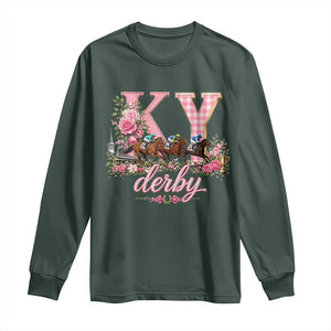 Horse Racing KY Derby Day Vibes Long Sleeve Shirt This is My Derby Day Dress TS10 Dark Forest Green Print Your Wear
