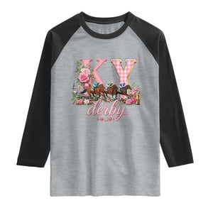 Horse Racing KY Derby Day Vibes Raglan Shirt This is My Derby Day Dress TS10 Heather Gray Black Print Your Wear