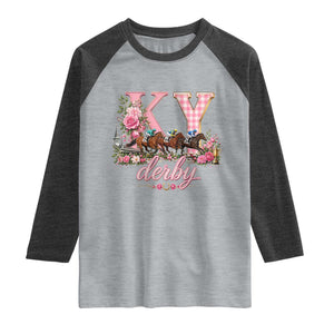 Horse Racing KY Derby Day Vibes Raglan Shirt This is My Derby Day Dress TS10 Heather Gray Heather Charcoal Print Your Wear