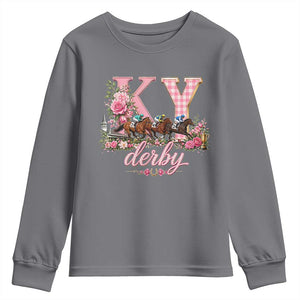 Horse Racing KY Derby Day Vibes Youth Sweatshirt This is My Derby Day Dress TS10 Charcoal Print Your Wear