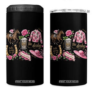 Horse Racing Derby Day 4 in 1 Can Cooler Tumbler Doodles Funny Silks Jockey TS10 One Size: 16 oz Black Print Your Wear