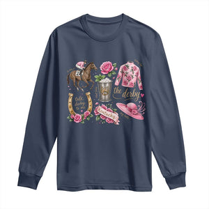 Horse Racing Derby Day Long Sleeve Shirt Doodles Funny Silks Jockey TS10 Navy Print Your Wear