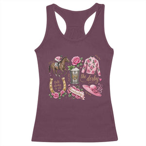 Horse Racing Derby Day Racerback Tank Top Doodles Funny Silks Jockey TS10 Maroon Print Your Wear