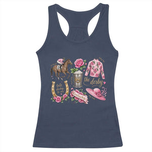 Horse Racing Derby Day Racerback Tank Top Doodles Funny Silks Jockey TS10 Navy Print Your Wear
