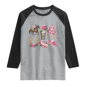 Horse Racing Derby Day Raglan Shirt Doodles Funny Silks Jockey TS10 Heather Gray Black Print Your Wear
