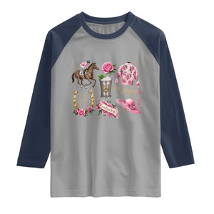 Horse Racing Derby Day Raglan Shirt Doodles Funny Silks Jockey TS10 Sport Gray Navy Print Your Wear