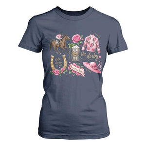 Horse Racing Derby Day T Shirt For Women Doodles Funny Silks Jockey TS10 Navy Print Your Wear