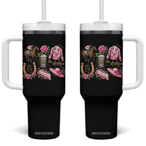 Horse Racing Derby Day Tumbler With Handle Doodles Funny Silks Jockey TS10 One Size: 40 oz Black Print Your Wear