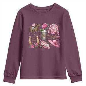 Horse Racing Derby Day Youth Sweatshirt Doodles Funny Silks Jockey TS10 Maroon Print Your Wear