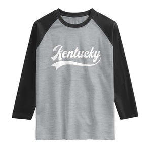 Vintage Kentucky Raglan Shirt Varsity Script Retro Sports Jersey Style TS10 Heather Gray Black Print Your Wear