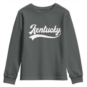 Vintage Kentucky Youth Sweatshirt Varsity Script Retro Sports Jersey Style TS10 Dark Heather Print Your Wear