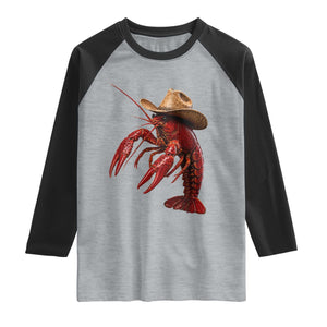 Cowboy Crawfish Raglan Shirt Yeeclaw Western Country Seafood Lobster Cajun Lovers TS10 Heather Gray Black Print Your Wear
