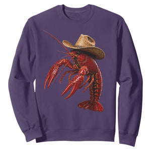 Cowboy Crawfish Sweatshirt Yeeclaw Western Country Seafood Lobster Cajun Lovers TS10 Purple Print Your Wear