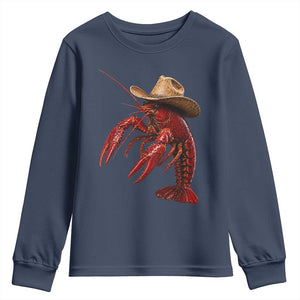Cowboy Crawfish Youth Sweatshirt Yeeclaw Western Country Seafood Lobster Cajun Lovers TS10 Navy Print Your Wear