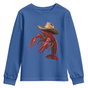 Cowboy Crawfish Youth Sweatshirt Yeeclaw Western Country Seafood Lobster Cajun Lovers TS10 Royal Blue Print Your Wear