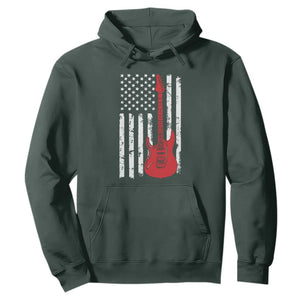 Bass Guitar Player Hoodie USA American Flag Musician Guitarist TS10 Dark Forest Green Print Your Wear