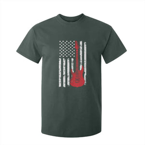 Bass Guitar Player T Shirt For Kid USA American Flag Musician Guitarist TS10 Dark Forest Green Print Your Wear