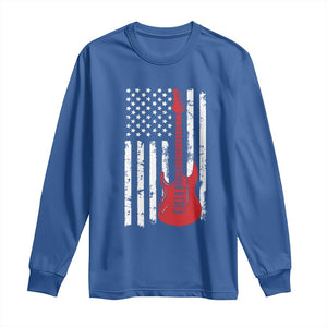Bass Guitar Player Long Sleeve Shirt USA American Flag Musician Guitarist TS10 Royal Blue Print Your Wear
