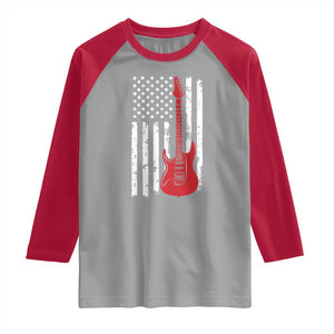 Bass Guitar Player Raglan Shirt USA American Flag Musician Guitarist TS10 Sport Gray Red Print Your Wear