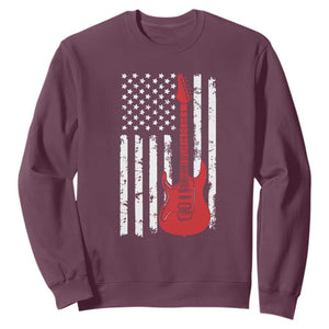 Bass Guitar Player Sweatshirt USA American Flag Musician Guitarist TS10 Maroon Print Your Wear