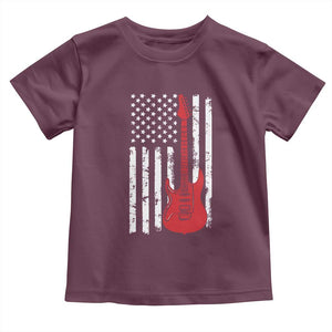 Bass Guitar Player Toddler T Shirt USA American Flag Musician Guitarist TS10 Maroon Print Your Wear