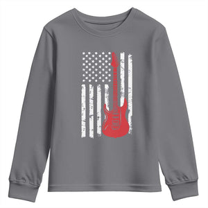 Bass Guitar Player Youth Sweatshirt USA American Flag Musician Guitarist TS10 Charcoal Print Your Wear