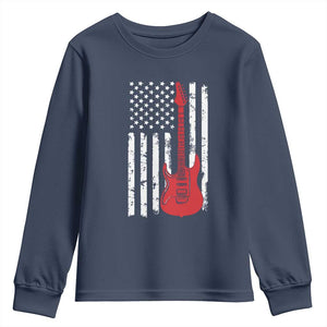 Bass Guitar Player Youth Sweatshirt USA American Flag Musician Guitarist TS10 Navy Print Your Wear