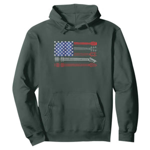 USA Flag Guitar Player Hoodie 4th of July Musician Guitarist TS10 Dark Forest Green Print Your Wear