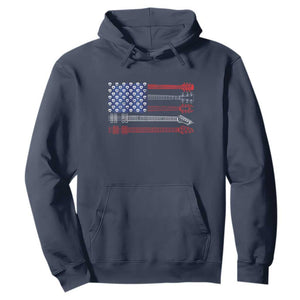 USA Flag Guitar Player Hoodie 4th of July Musician Guitarist TS10 Navy Print Your Wear