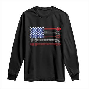USA Flag Guitar Player Long Sleeve Shirt 4th of July Musician Guitarist TS10 Black Print Your Wear