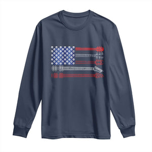 USA Flag Guitar Player Long Sleeve Shirt 4th of July Musician Guitarist TS10 Navy Print Your Wear