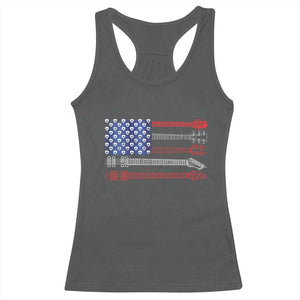 USA Flag Guitar Player Racerback Tank Top 4th of July Musician Guitarist TS10 Dark Heather Print Your Wear