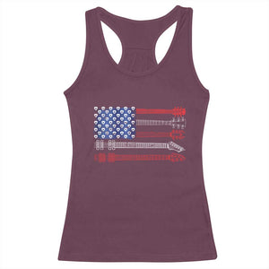 USA Flag Guitar Player Racerback Tank Top 4th of July Musician Guitarist TS10 Maroon Print Your Wear