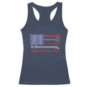 USA Flag Guitar Player Racerback Tank Top 4th of July Musician Guitarist TS10 Navy Print Your Wear