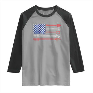 USA Flag Guitar Player Raglan Shirt 4th of July Musician Guitarist TS10 Sport Gray Black Print Your Wear