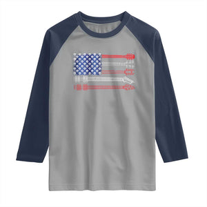 USA Flag Guitar Player Raglan Shirt 4th of July Musician Guitarist TS10 Sport Gray Navy Print Your Wear
