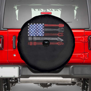 USA Flag Guitar Player Spare Tire Cover 4th of July Musician Guitarist TS10 Black Print Your Wear