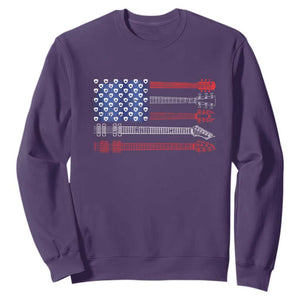 USA Flag Guitar Player Sweatshirt 4th of July Musician Guitarist TS10 Purple Print Your Wear