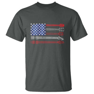 USA Flag Guitar Player T Shirt 4th of July Musician Guitarist TS10 Dark Heather Print Your Wear