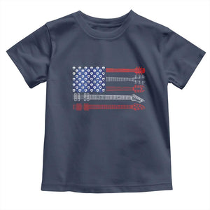 USA Flag Guitar Player Toddler T Shirt 4th of July Musician Guitarist TS10 Navy Print Your Wear