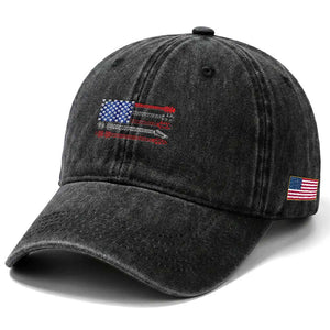 USA Flag Guitar Player Washed Cotton Baseball Cap 4th of July Musician Guitarist TS10 Print Your Wear
