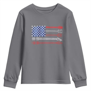 USA Flag Guitar Player Youth Sweatshirt 4th of July Musician Guitarist TS10 Charcoal Print Your Wear