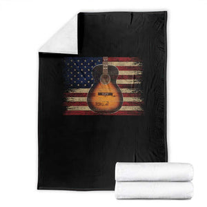 USA Flag Guitar Player Throw Blanket Retro 4th of July Musician Guitarist TS10 Black Print Your Wear