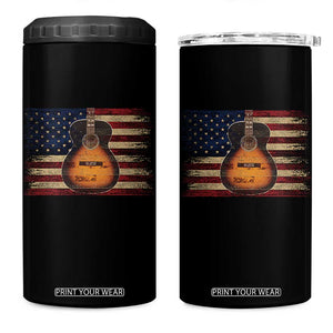 USA Flag Guitar Player 4 in 1 Can Cooler Tumbler Retro 4th of July Musician Guitarist TS10 One Size: 16 oz Black Print Your Wear