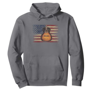 USA Flag Guitar Player Hoodie Retro 4th of July Musician Guitarist TS10 Charcoal Print Your Wear