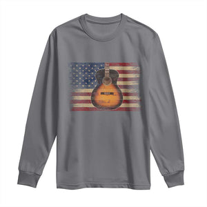 USA Flag Guitar Player Long Sleeve Shirt Retro 4th of July Musician Guitarist TS10 Charcoal Print Your Wear