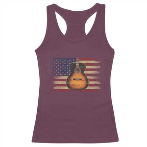 USA Flag Guitar Player Racerback Tank Top Retro 4th of July Musician Guitarist TS10 Maroon Print Your Wear