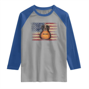 USA Flag Guitar Player Raglan Shirt Retro 4th of July Musician Guitarist TS10 Sport Gray Royal Print Your Wear