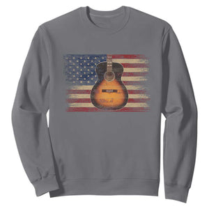 USA Flag Guitar Player Sweatshirt Retro 4th of July Musician Guitarist TS10 Charcoal Print Your Wear