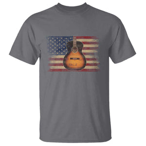 USA Flag Guitar Player T Shirt Retro 4th of July Musician Guitarist TS10 Charcoal Print Your Wear